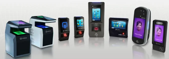 Fingerprint, card and face recognition access terminals